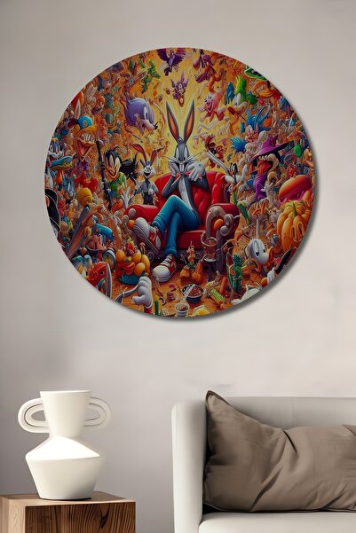 Teona Ahşap Looney Tunes personaj leri Pictură decorativă rotundă de perete, ...