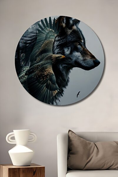 Teona Ahşap Aslan Pençesi Eagle Wing Pictură decorativă din lemn Pictură rotu...