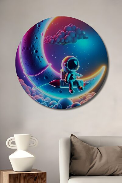 Teona Ahşap Aventura în spațiu Astronautul Neon Moon Pictură decorativă pe le...