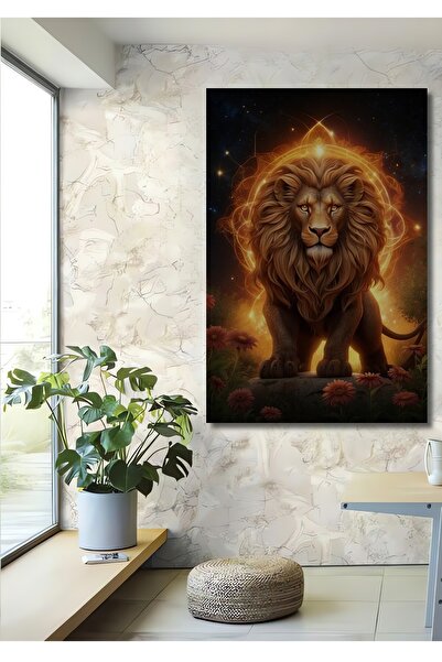 Teona Ahşap Pictură în ulei Regele Leu, cu aspect de artă modernă, tablou din...