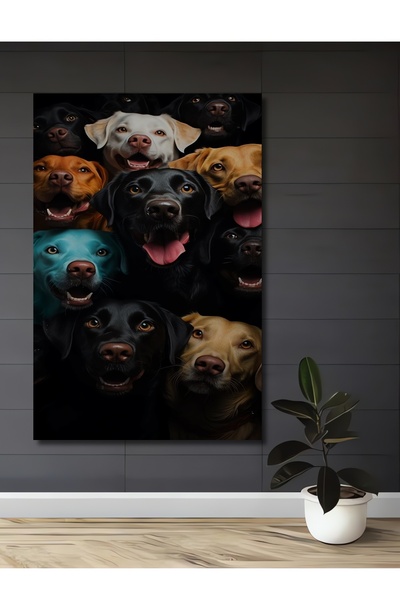 Teona Ahşap Διακοσμητικό Ξύλινο Τραπέζι με ελαιογραφία σε στυλ Crazy Dog Pack