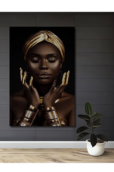 Teona Ahşap Gold Touch Μοντέρνα Γυναικεία Ελαιογραφία με Ξύλινη Όψη, Διακοσμη...