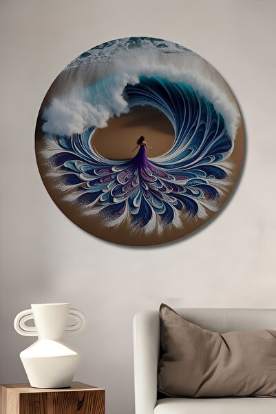 Teona Ahşap Dansul valurilor Tablou decorativ din lemn cu aspect de acuarelă ...