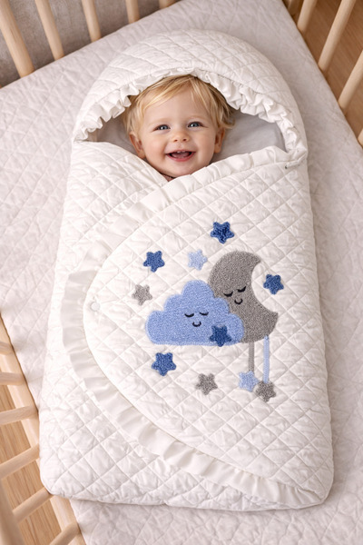 Rain Baby Baby Swaddle with Embroidered Design