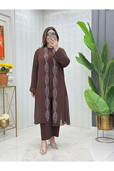 Modam Bella طقم ثلاثي مطبوع عليه حجر كبير الحجم