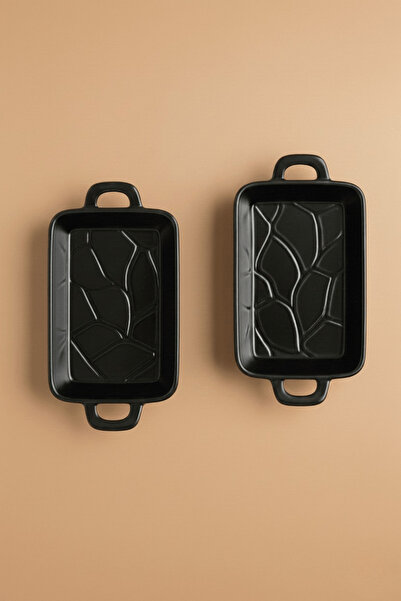 Mithra Life طقم من قطعتين من أوعية الصلصة السيراميكية السوداء مع مقابض، طبق تقديم للمقبلات والوجبات الخفيفة والفواكه، طقم إفطار MIT1273