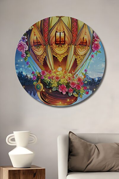 Teona Ahşap Casă fantastică cu baloane, pictură decorativă din lemn cu aspect...