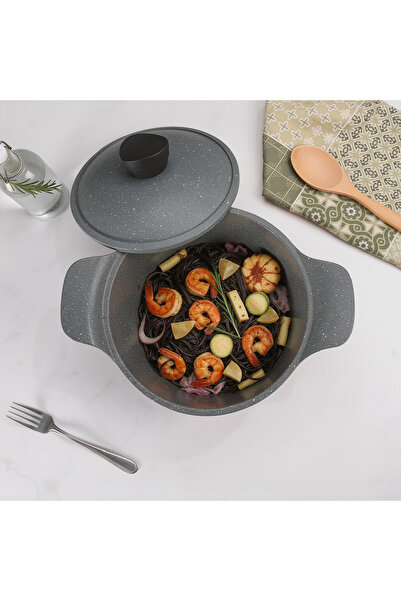 Jewel 18cm Nonstick Stockpot – Dark Grey Marble Granite Coating, Home & Famil...