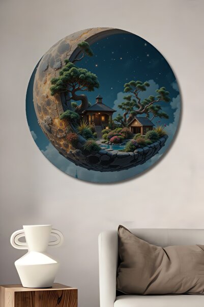 Teona Ahşap Tablou decorativ din lemn cu aspect de pictură în ulei, cu o grăd...