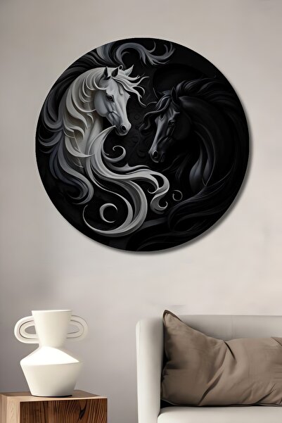 Teona Ahşap Cai Yin Yang cu aspect de pictură în ulei, tablou decorativ din l...