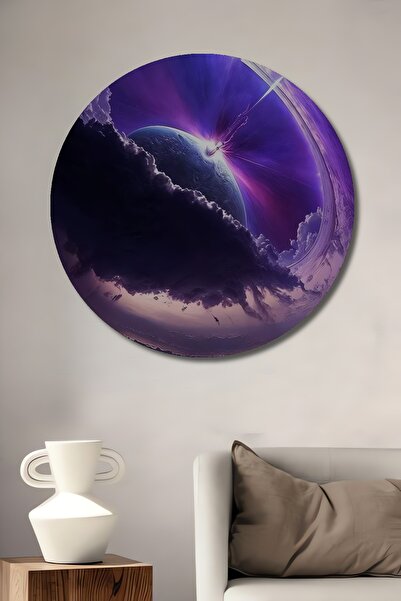 Teona Ahşap Pictură decorativă rotundă de perete cu aspect de pictură în ulei...