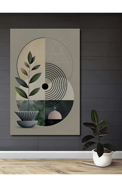 Teona Ahşap Tablou decorativ din lemn cu artă abstractă geometrică și ramuri ...