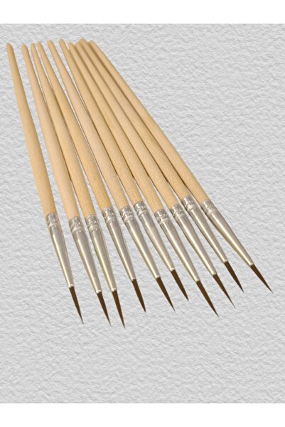 shop 10 ADET SİVRİ UÇLU TAHTA SAPLI FIRÇA DETAY KULLANIM, SULUBOYA VEYA YAĞLI BOYA SANATI AMAÇLI