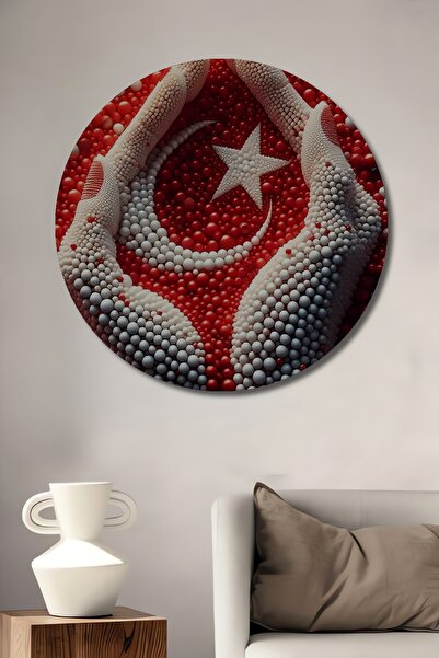 Teona Ahşap Masă decorativă din lemn cu imprimeu cu stele și lună pe mâini