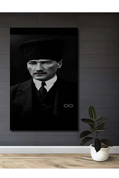 Teona Ahşap Mustafa Kemal Atatürk Portret alb-negru în ulei, tablou decorativ...