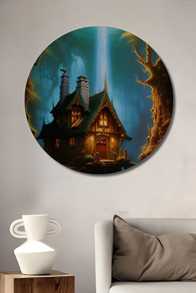 Teona Ahşap Casa din Pădure Misterioasă, pictură decorativă din lemn cu aspec...