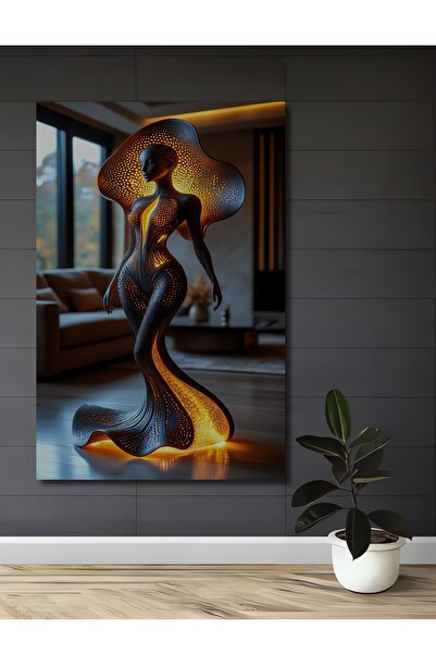 Teona Ahşap Figurină abstractă de femeie, tablou decorativ din lemn