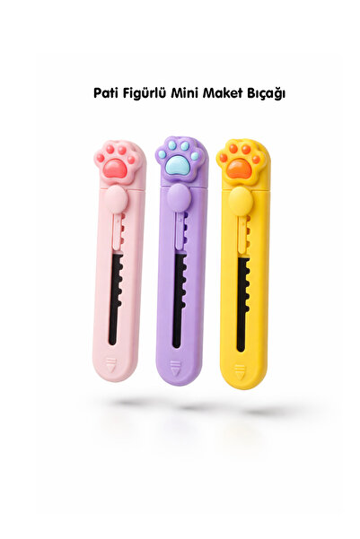 Kids Like Taşınabilir Pratik Mini Patiler Maket Bıçağı - Sevimli Trend Falçata 1 Adet