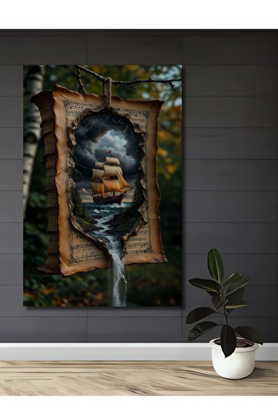 Teona Ahşap Tablou decorativ din lemn cu aspect de pictură în ulei, reprezent...