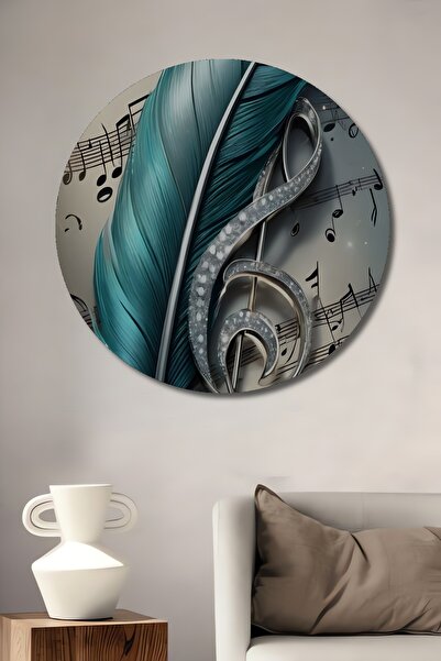 Teona Ahşap Pictură decorativă din lemn cu pene misterioase și note muzicale,...