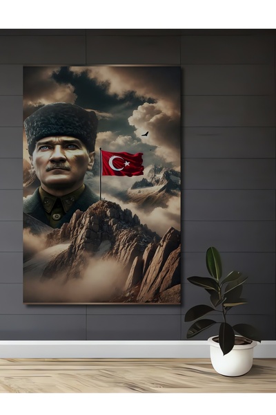 Teona Ahşap Γκαζί Μουσταφά Κεμάλ Ατατούρκ Ελαιογραφία με εφέ ζωγραφικής τέχνη...