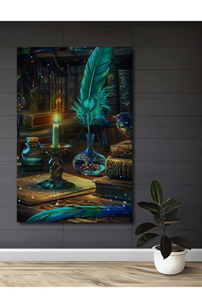 Teona Ahşap Pictură decorativă din lemn cu pene magice și lumânări