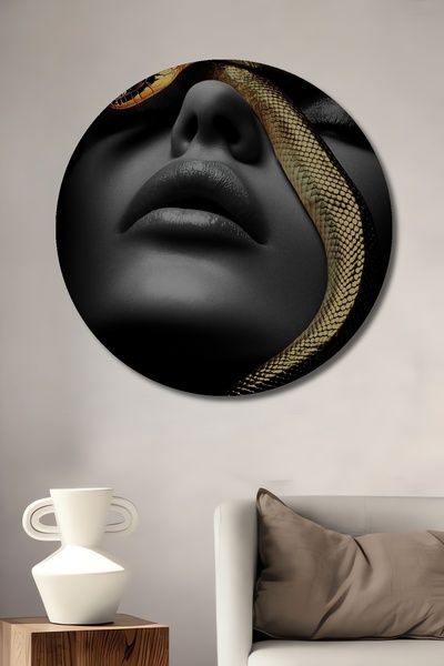 Teona Ahşap Γυναικείο πορτρέτο με χρυσό φίδι, ελαιογραφία με εμφάνιση μοντέρν...