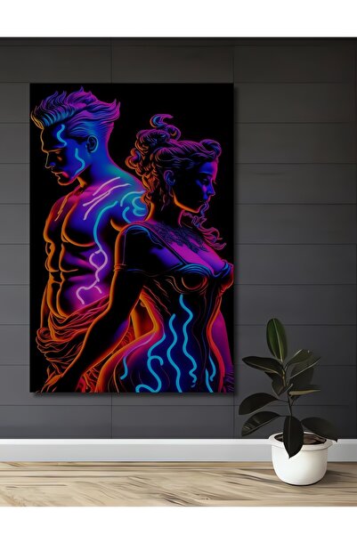 Teona Ahşap Pictură decorativă din lemn cu artă abstractă Neon Love