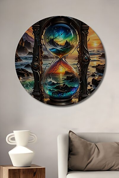 Teona Ahşap Tablou decorativ din lemn cu aspect de clepsidră de cristal, pict...