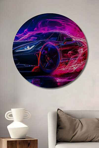 Teona Ahşap Pictură decorativă rotundă de perete cu aspect de vopsea în ulei,...