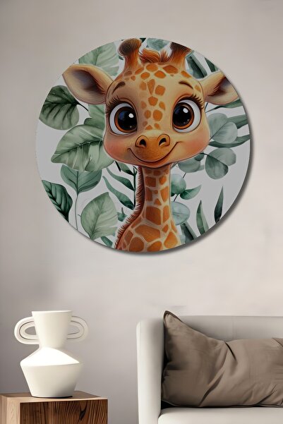 Teona Ahşap Tablou decorativ din lemn cu aspect de artă modernă, cu girafă dr...