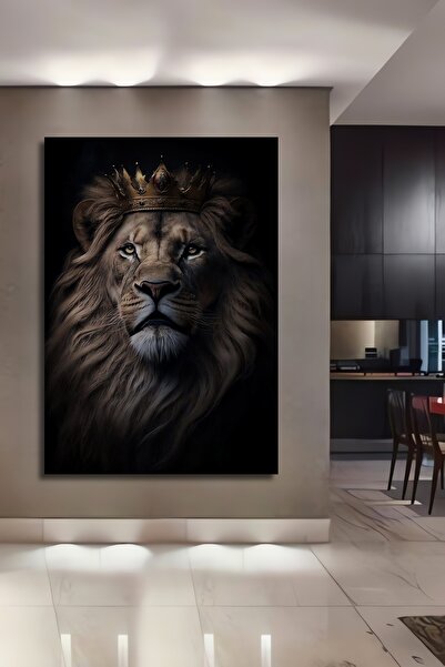 Teona Ahşap Διακοσμητικό ξύλινο τραπέζι με ελαιογραφία του Βασιλιά Λιονταριού...