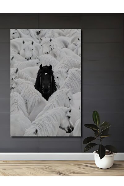 Teona Ahşap Tablou decorativ din lemn cu aspect de pictură în ulei, cu calul ...