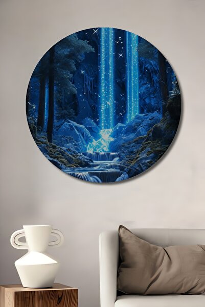 Teona Ahşap Pictură decorativă din lemn cu aspect de acuarelă cu cascadă în p...