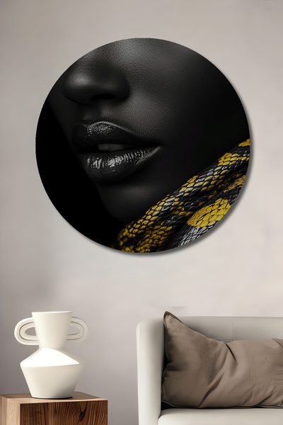 Teona Ahşap Το Μυστήριο του Μαύρου: Στρογγυλός πίνακας τοίχου με λεπτομέρεια ...