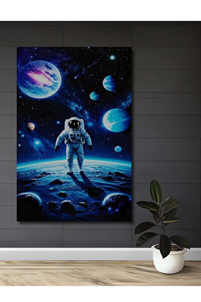 Teona Ahşap Διακοσμητικό Ξύλινο Τραπέζι με Θέα Αστροναύτη Διαστημικού Εξερευν...