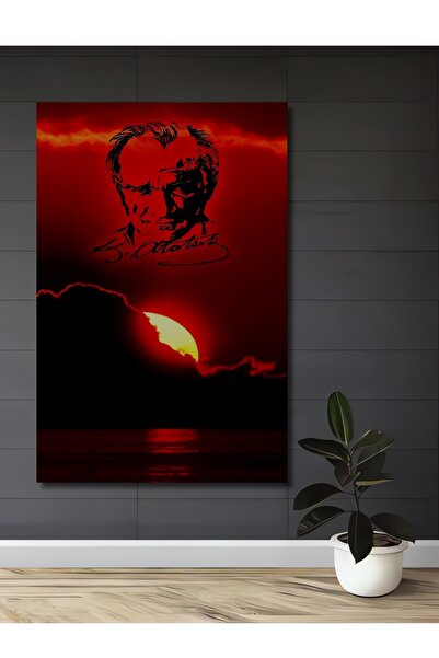 Teona Ahşap Διακοσμητικό ξύλινο τραπέζι με ελαιογραφία με σιλουέτα ηλιοβασιλέ...