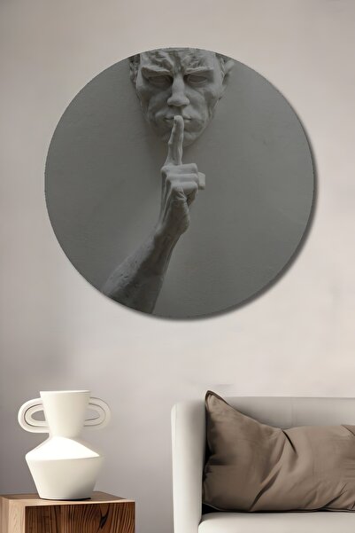 Teona Ahşap Silence Artist Face Pictură decorativă din lemn Pictură rotundă d...
