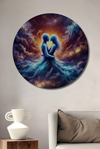 Teona Ahşap Dragoste eternă Dans cosmic Aspect în acuarelă Pictură decorativă...