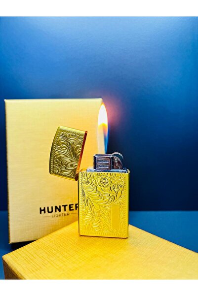 Hunter Minimal Tasarım Taşlı Ve Gazlı Metal Çakmak