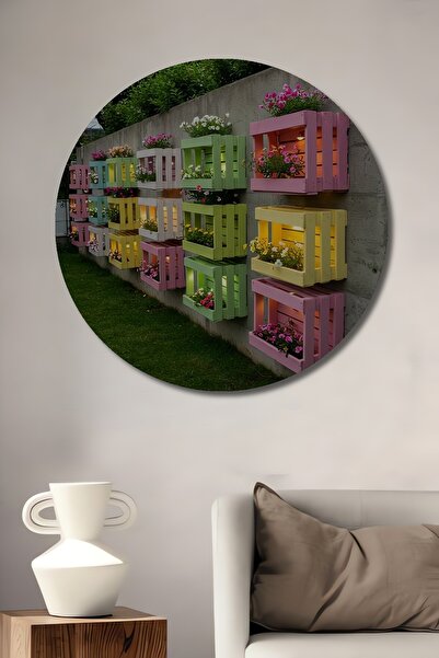 Teona Ahşap Pictură murală rotundă de artă modernă, colorată, din lemn, cu al...