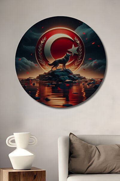 Teona Ahşap Tablou decorativ din lemn cu aspect de pictură în ulei cu lupul a...