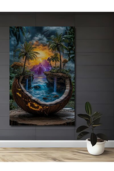 Teona Ahşap Τροπικός παράδεισος με θέα καρύδων, ξύλινο διακοσμητικό τραπέζι μ...