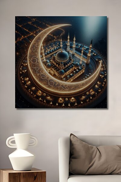 Teona Ahşap Tablou decorativ din lemn cu Moscheea Splendidă în Lună Crescentă...