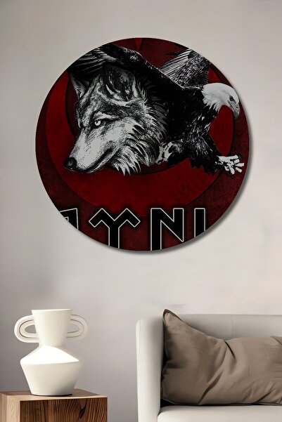 Teona Ahşap Bozkurt Kartal Kök Litere turcești Pictură decorativă din lemn cu...