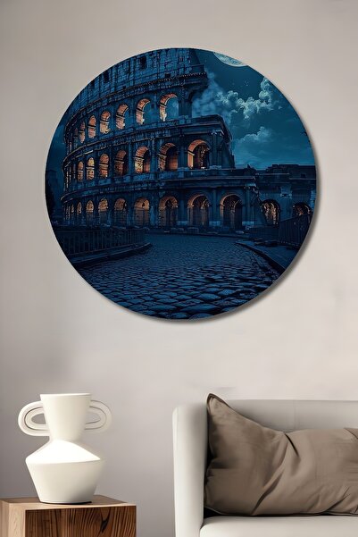 Teona Ahşap Pictură decorativă din lemn cu peisaj de colosseum și lună plină,...
