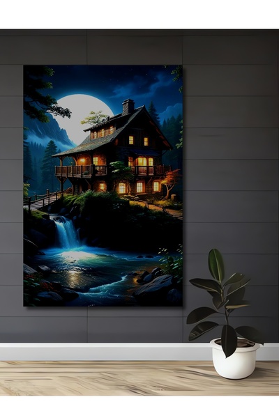 Teona Ahşap Casă din pădure misterioasă, pictură decorativă din lemn cu aspec...