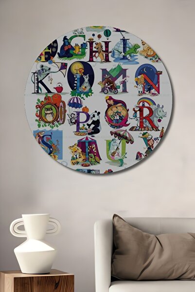 Teona Ahşap Tablou decorativ din lemn pentru camera copiilor cu alfabet distr...