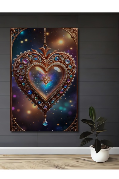 Teona Ahşap Masă decorativă din lemn cu design de pandantiv inimă impunătoare