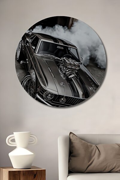 Teona Ahşap Pictură decorativă rotundă de perete cu aspect de lemn, în stil V...